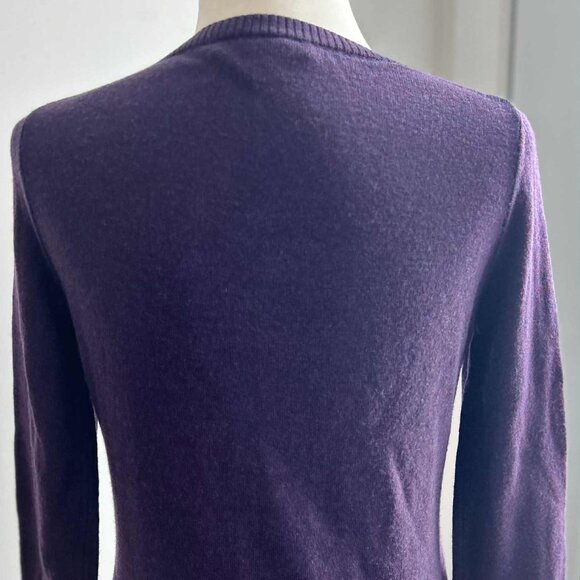 Banana Republic Rosettes & Sequins Embellished Deep Grape Merino Cardigan – US S - Picture 8 of 11